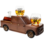 Pickup Truck Wine & Whiskey Decanter -500 ml & Two 12 Oz Route 66 Glasses The Wine Savant - Alaska Gifts, Dad Driver Trucker Gifts, Truck, Truck Decor, Gifts for Car Enthusiasts