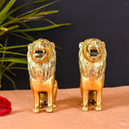 Brass Lion Statue Pair Home Decor