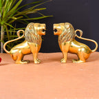 Brass Lion Statue Pair Home Decor