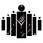 Luxury 3D Black Digital Mirror Silver Wall Clock Modern Design Home Decor Watch Wall Sticker For Home Decoration