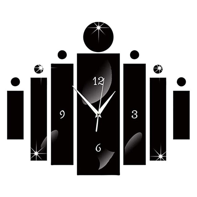 Luxury 3D Black Digital Mirror Silver Wall Clock Modern Design Home Decor Watch Wall Sticker For Home Decoration