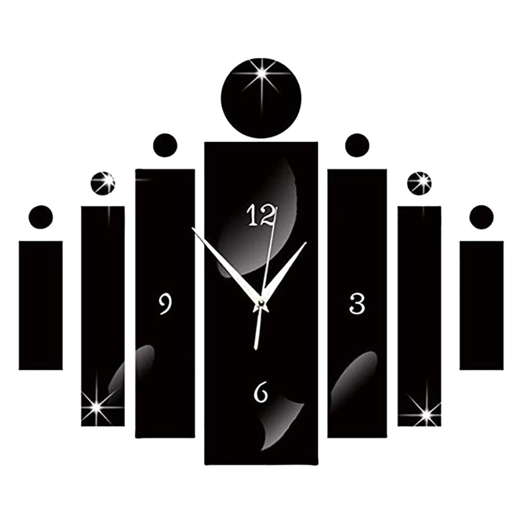Luxury 3D Black Digital Mirror Silver Wall Clock Modern Design Home Decor Watch Wall Sticker For Home Decoration
