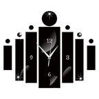 Luxury 3D Black Digital Mirror Silver Wall Clock Modern Design Home Decor Watch Wall Sticker For Home Decoration
